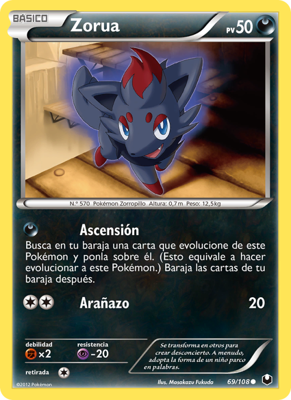 Zorua 69 — Oscuros Exploradores (Spanish Pokémon TCG card)