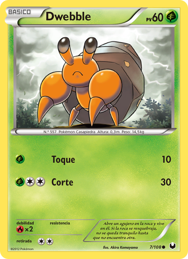 Dwebble 7 — Oscuros Exploradores (Spanish Pokémon TCG card)