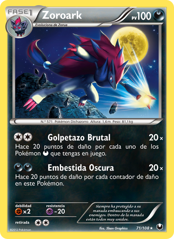 Zoroark 71 — Oscuros Exploradores (Spanish Pokémon TCG card)