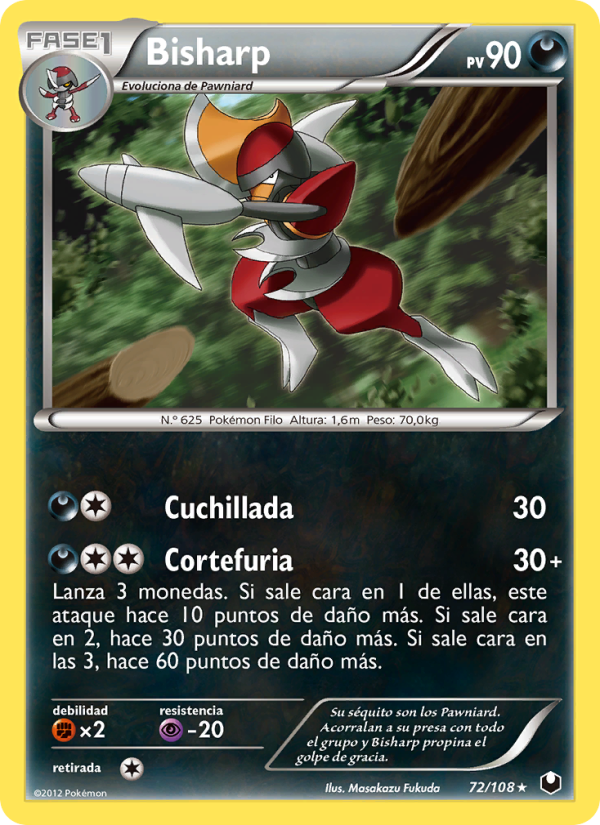 Bisharp 72 — Oscuros Exploradores (Spanish Pokémon TCG card)