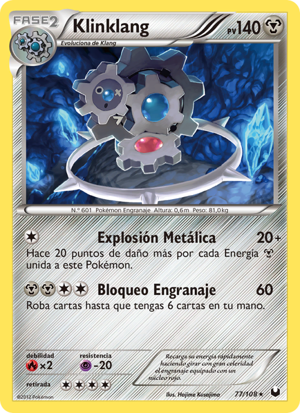 Klinklang 77 — Oscuros Exploradores (Spanish Pokémon TCG card)