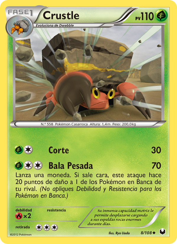 Crustle 8 — Oscuros Exploradores (Spanish Pokémon TCG card)