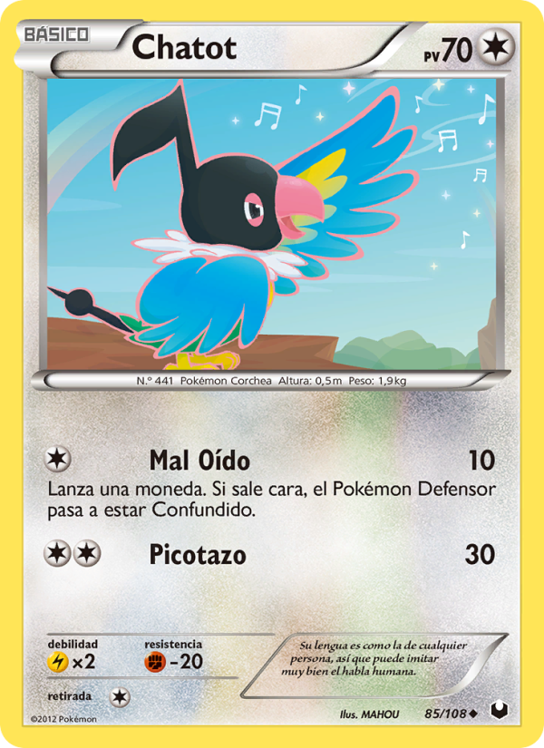 Chatot 85 — Oscuros Exploradores (Spanish Pokémon TCG card)