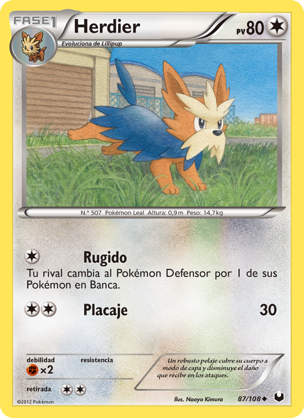 Herdier 87 — Oscuros Exploradores (Spanish Pokémon TCG card)