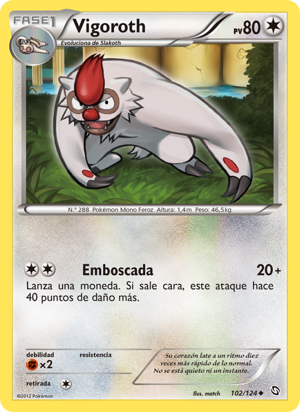Vigoroth 102 — Dragones Majestuosos (Spanish Pokémon TCG card)