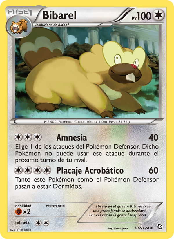 Bibarel 107 — Dragones Majestuosos (Spanish Pokémon TCG card)