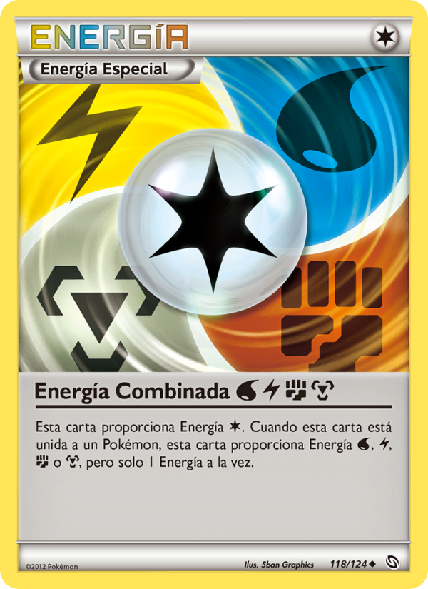 Energía Combinada WaterLightningFightingMetal 118 — Dragones Majestuosos (Spanish Pokémon TCG card)