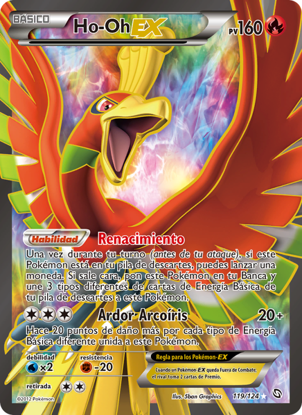 Ho-Oh-EX 119 — Dragones Majestuosos (Spanish Pokémon TCG card)