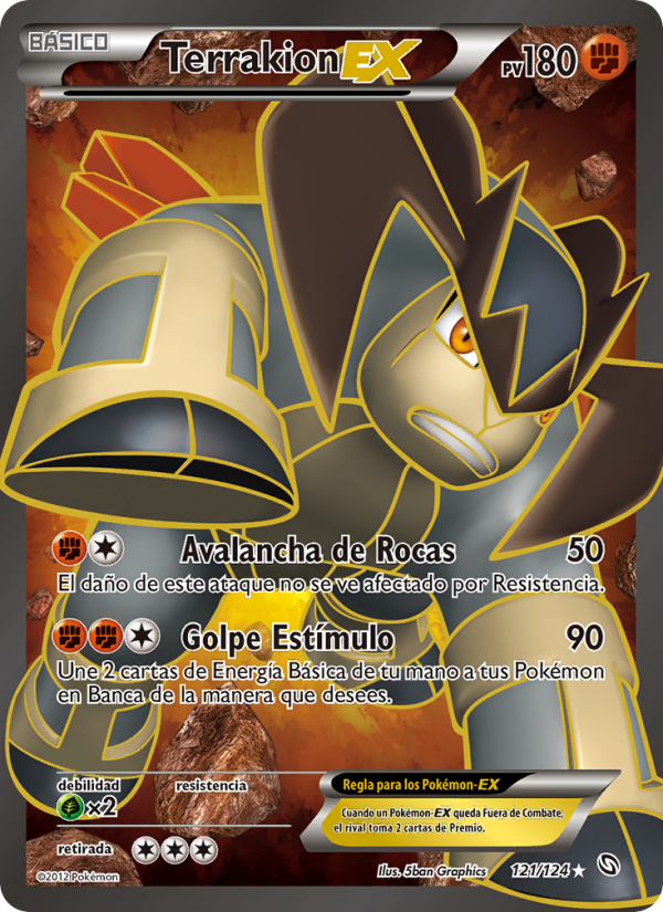 Terrakion-EX 121 — Dragones Majestuosos (Spanish Pokémon TCG card)