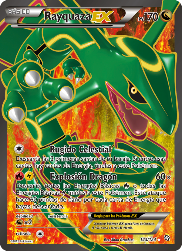 Rayquaza-EX 123 — Dragones Majestuosos (Spanish Pokémon TCG card)