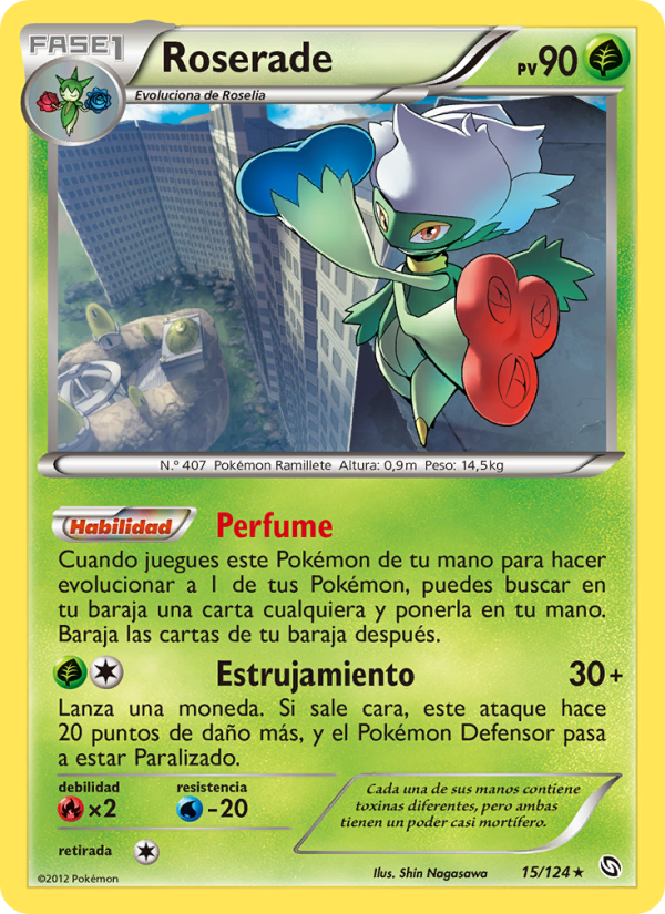 Roserade 15 — Dragones Majestuosos (Spanish Pokémon TCG card)