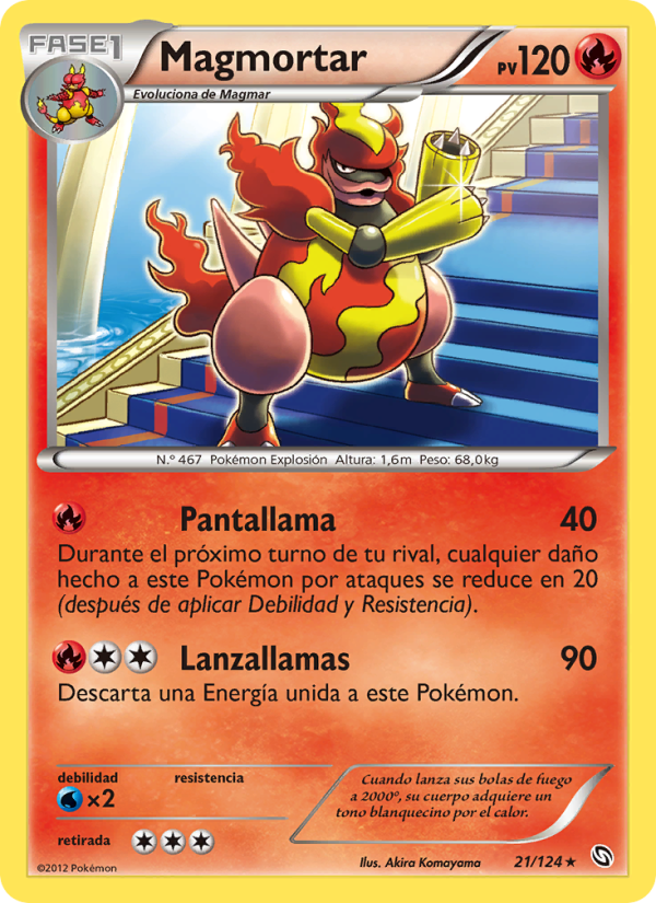 Magmortar 21 — Dragones Majestuosos (Spanish Pokémon TCG card)