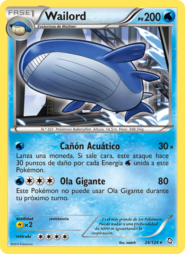 Wailord 26 — Dragones Majestuosos (Spanish Pokémon TCG card)