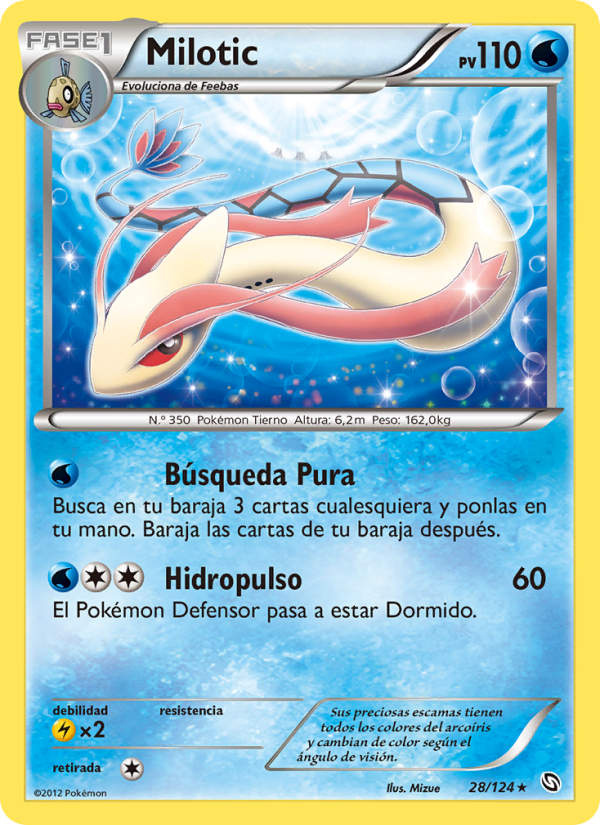 Milotic 28 — Dragones Majestuosos (Spanish Pokémon TCG card)