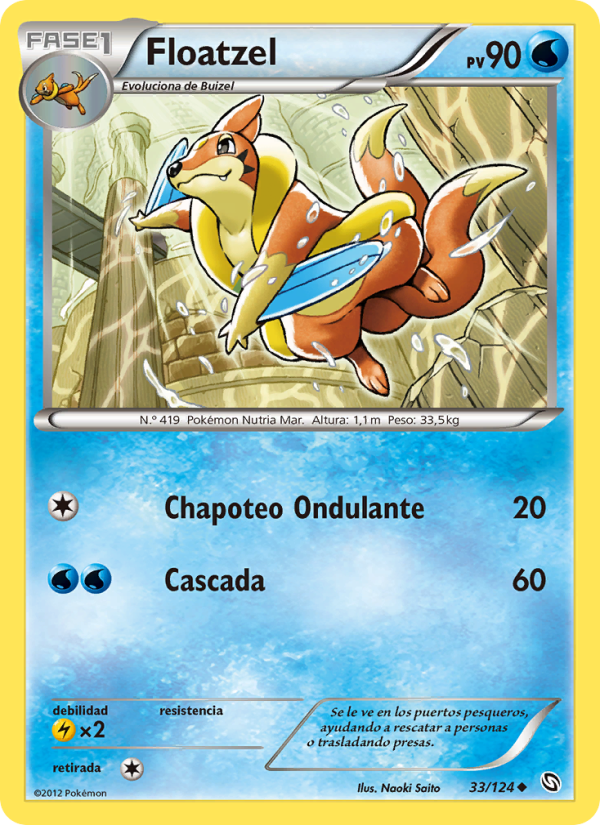 Floatzel 33 — Dragones Majestuosos (Spanish Pokémon TCG card)