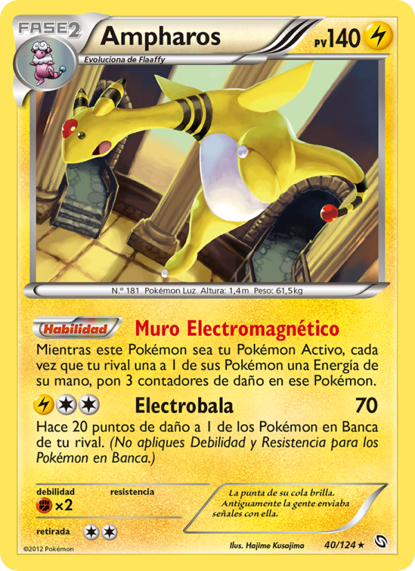 Ampharos 40 — Dragones Majestuosos (Spanish Pokémon TCG card)
