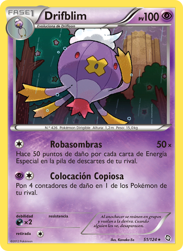 Drifblim 51 — Dragones Majestuosos (Spanish Pokémon TCG card)