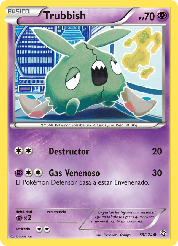 Trubbish 53 — Dragones Majestuosos (Spanish Pokémon TCG card)
