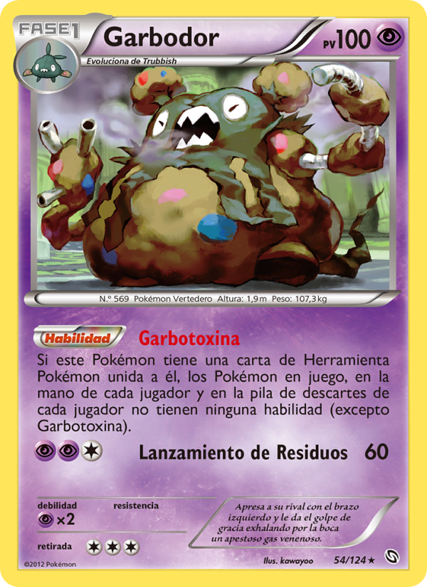 Garbodor 54 — Dragones Majestuosos (Spanish Pokémon TCG card)