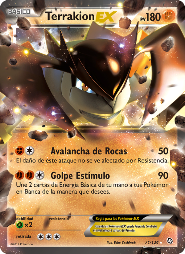 Terrakion-EX 71 — Dragones Majestuosos (Spanish Pokémon TCG card)