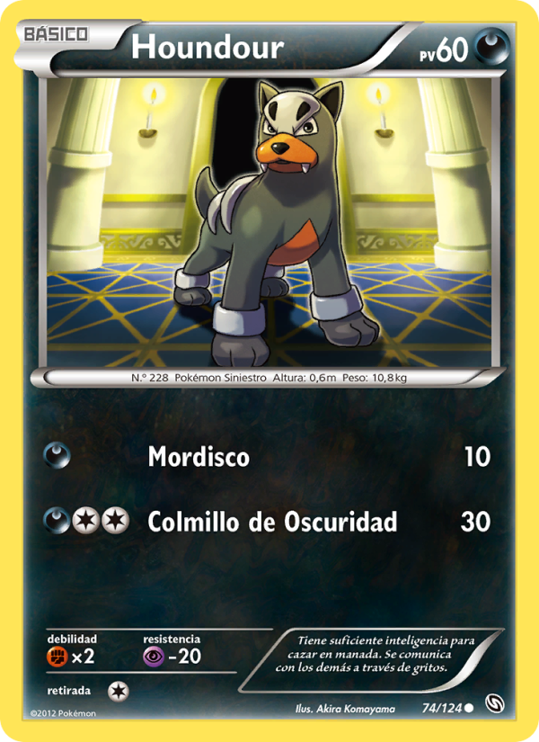 Houndour 74 — Dragones Majestuosos (Spanish Pokémon TCG card)