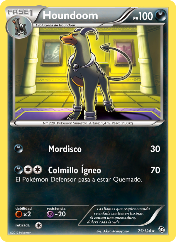 Houndoom 75 — Dragones Majestuosos (Spanish Pokémon TCG card)