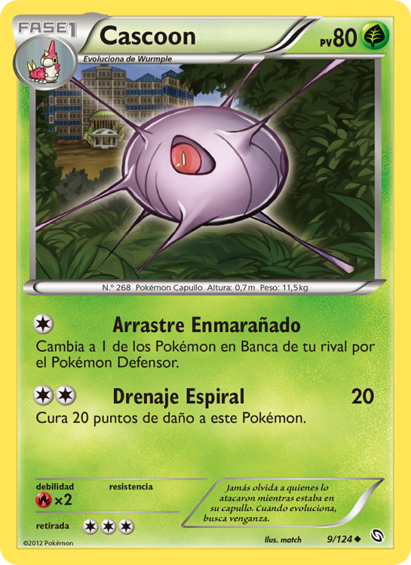 Cascoon 9 — Dragones Majestuosos (Spanish Pokémon TCG card)