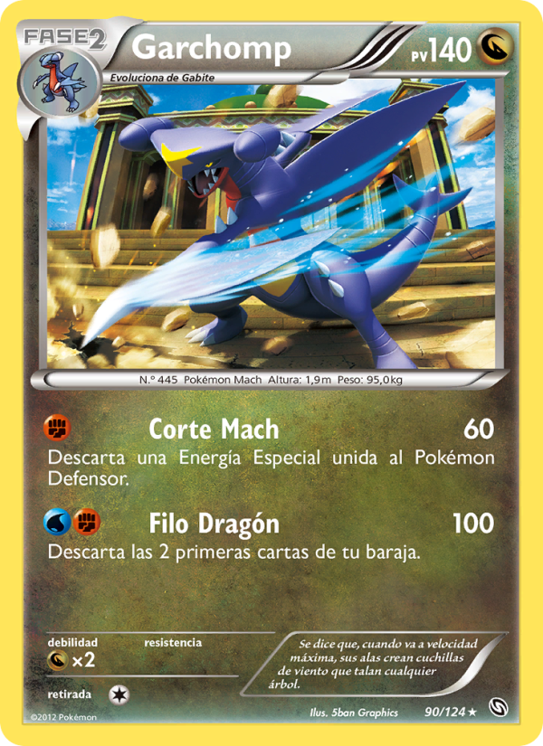 Garchomp 90 — Dragones Majestuosos (Spanish Pokémon TCG card)