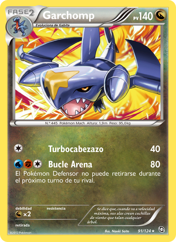 Garchomp 91 — Dragones Majestuosos (Spanish Pokémon TCG card)