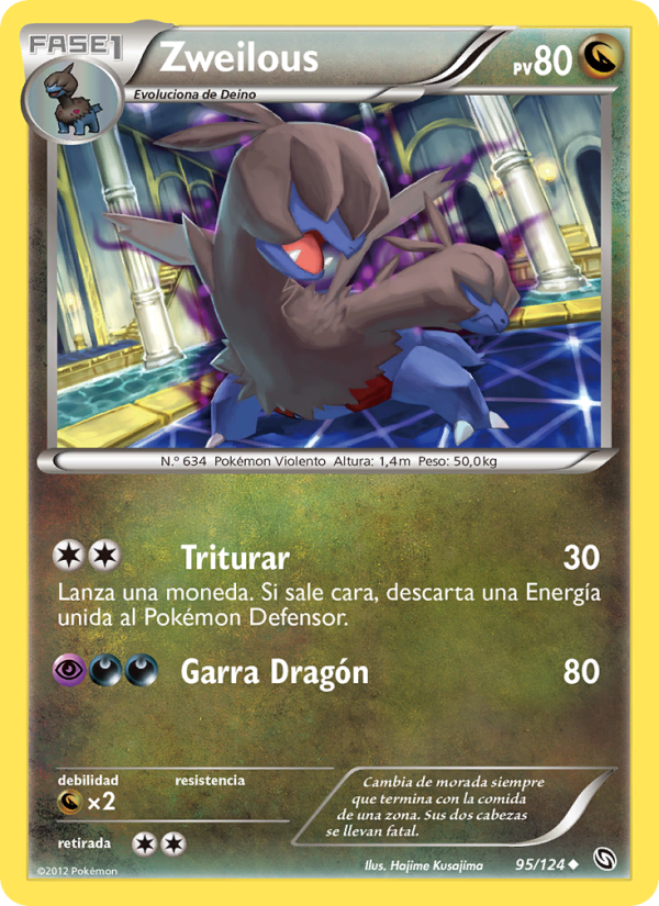 Zweilous 95 — Dragones Majestuosos (Spanish Pokémon TCG card)