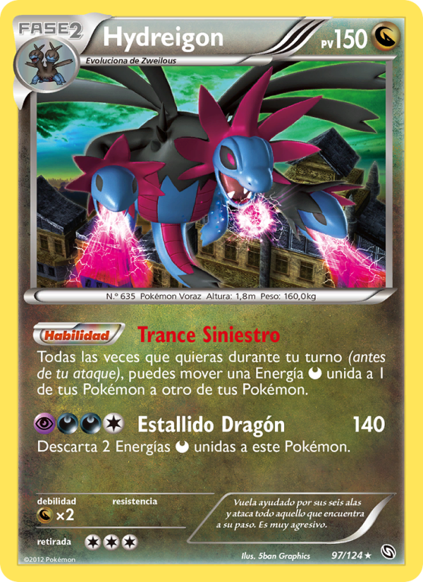 Hydreigon 97 — Dragones Majestuosos (Spanish Pokémon TCG card)