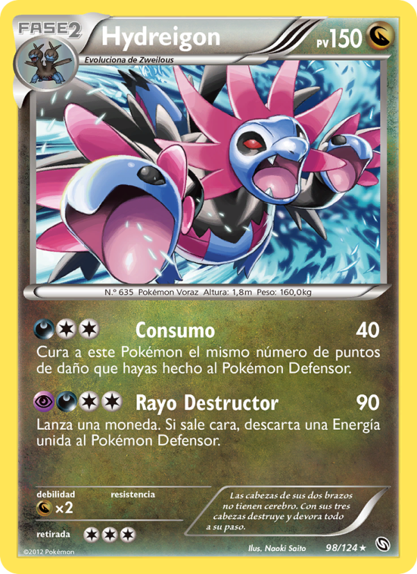 Hydreigon 98 — Dragones Majestuosos (Spanish Pokémon TCG card)