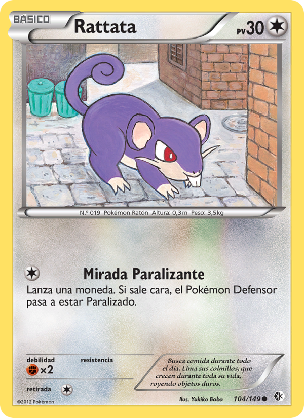 Rattata 104 — Fronteras Cruzadas (Spanish Pokémon TCG card)