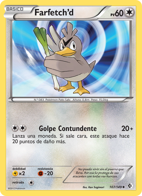 Farfetch’d 107 — Fronteras Cruzadas (Spanish Pokémon TCG card)