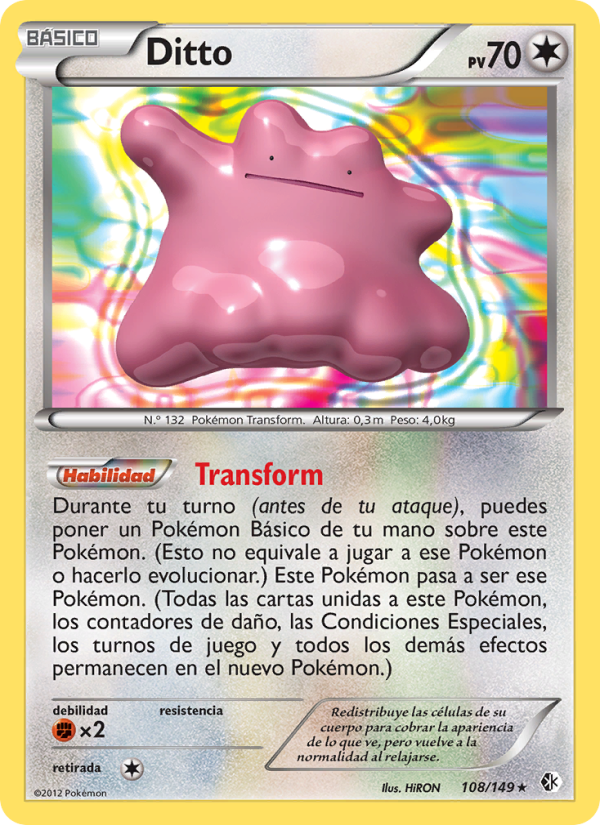 Ditto 108 — Fronteras Cruzadas (Spanish Pokémon TCG card)
