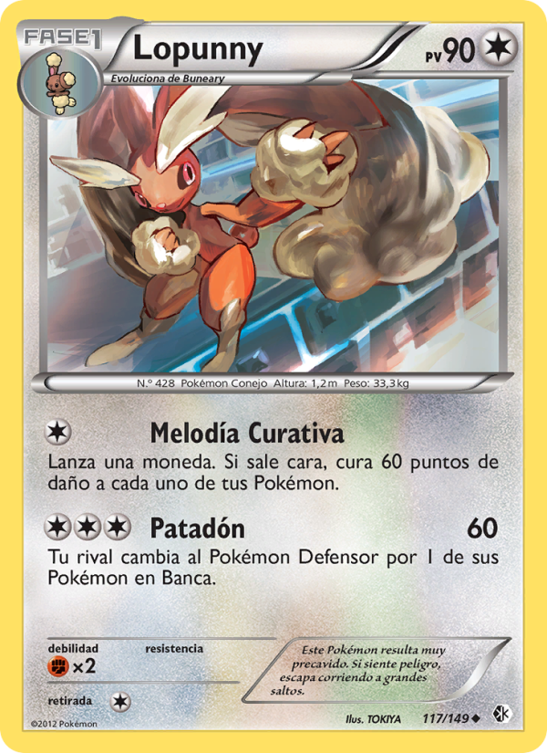 Lopunny 117 — Fronteras Cruzadas (Spanish Pokémon TCG card)