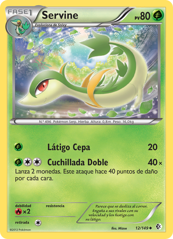 Servine 12 — Fronteras Cruzadas (Spanish Pokémon TCG card)