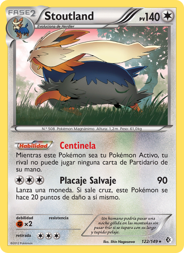 Stoutland 122 — Fronteras Cruzadas (Spanish Pokémon TCG card)