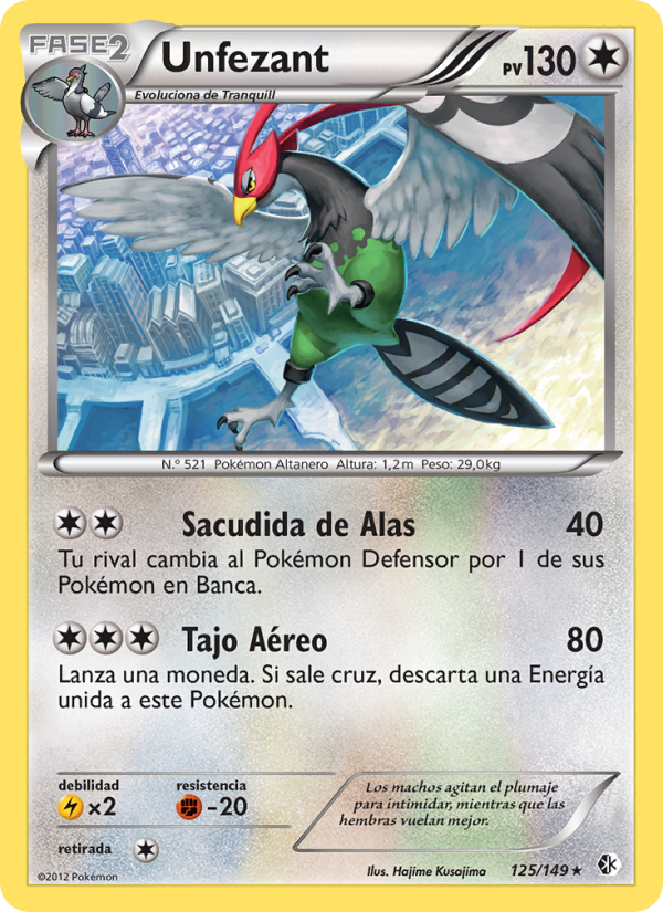 Unfezant 125 — Fronteras Cruzadas (Spanish Pokémon TCG card)