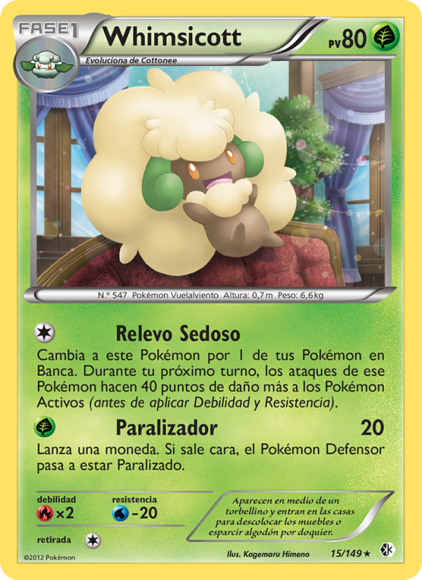 Whimsicott 15 — Fronteras Cruzadas (Spanish Pokémon TCG card)