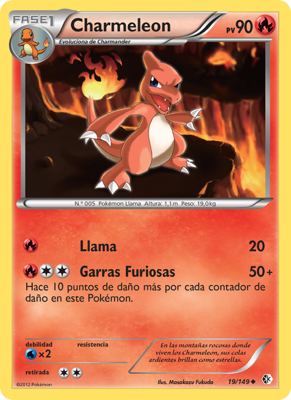 Charmeleon 19 — Fronteras Cruzadas (Spanish Pokémon TCG card)