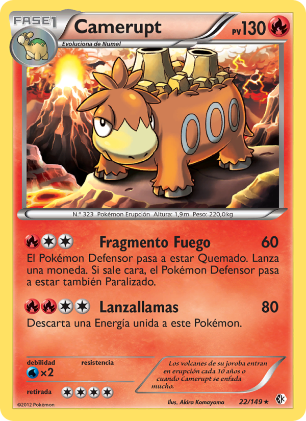 Camerupt 22 — Fronteras Cruzadas (Spanish Pokémon TCG card)