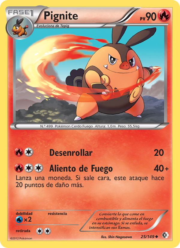 Pignite 25 — Fronteras Cruzadas (Spanish Pokémon TCG card)
