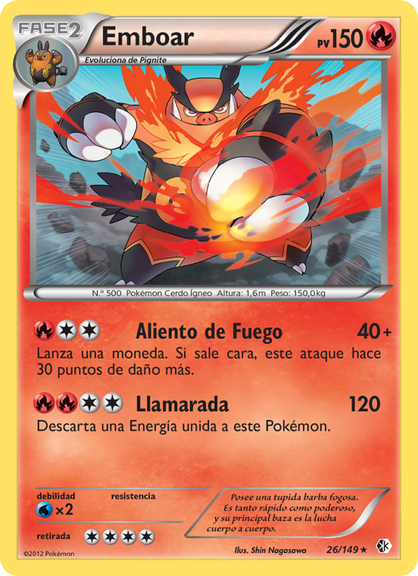 Emboar 26 — Fronteras Cruzadas (Spanish Pokémon TCG card)