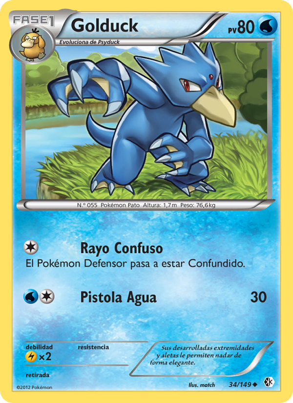 Golduck 34 — Fronteras Cruzadas (Spanish Pokémon TCG card)