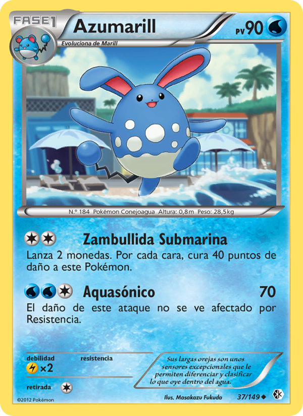Azumarill 37 — Fronteras Cruzadas (Spanish Pokémon TCG card)