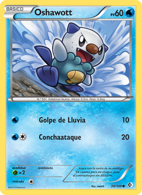 Oshawott 39 — Fronteras Cruzadas (Spanish Pokémon TCG card)