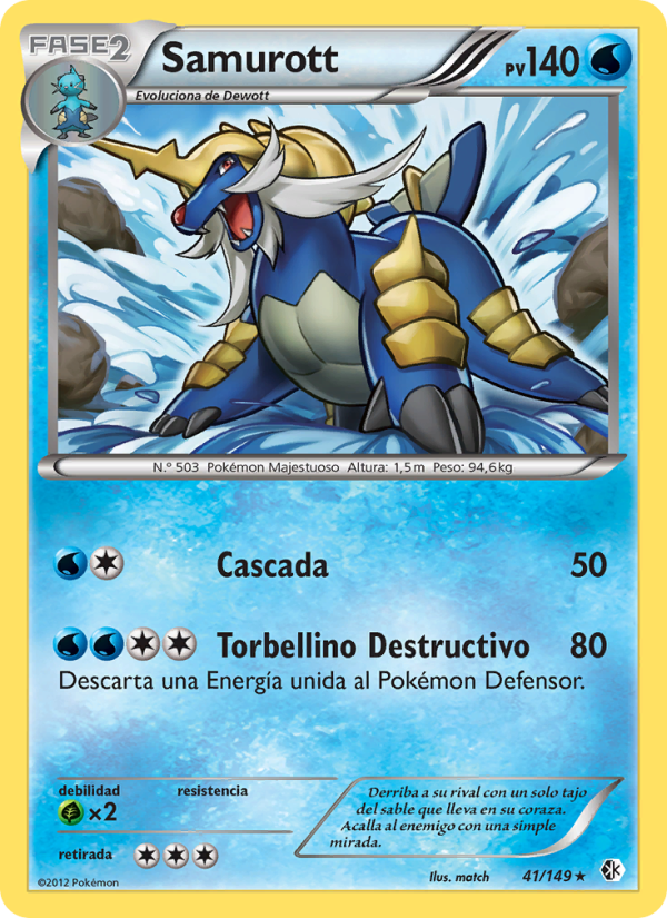 Samurott 41 — Fronteras Cruzadas (Spanish Pokémon TCG card)