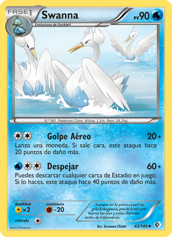 Swanna 43 — Fronteras Cruzadas (Spanish Pokémon TCG card)