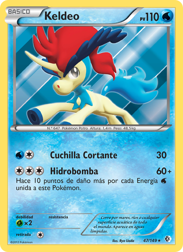 Keldeo 47 — Fronteras Cruzadas (Spanish Pokémon TCG card)